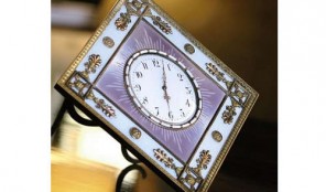 Gilded Silver And Translucent Enamel Desk Clock