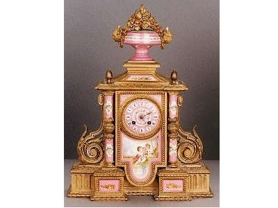 Gilt Bronze And Porcelain Mantle Clock
